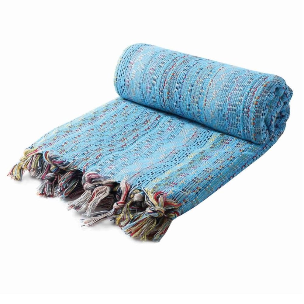 Sand Free Bohemian Turquoise 100% Turkish Cotton Beach Bath Towel - Picture 4 of 8